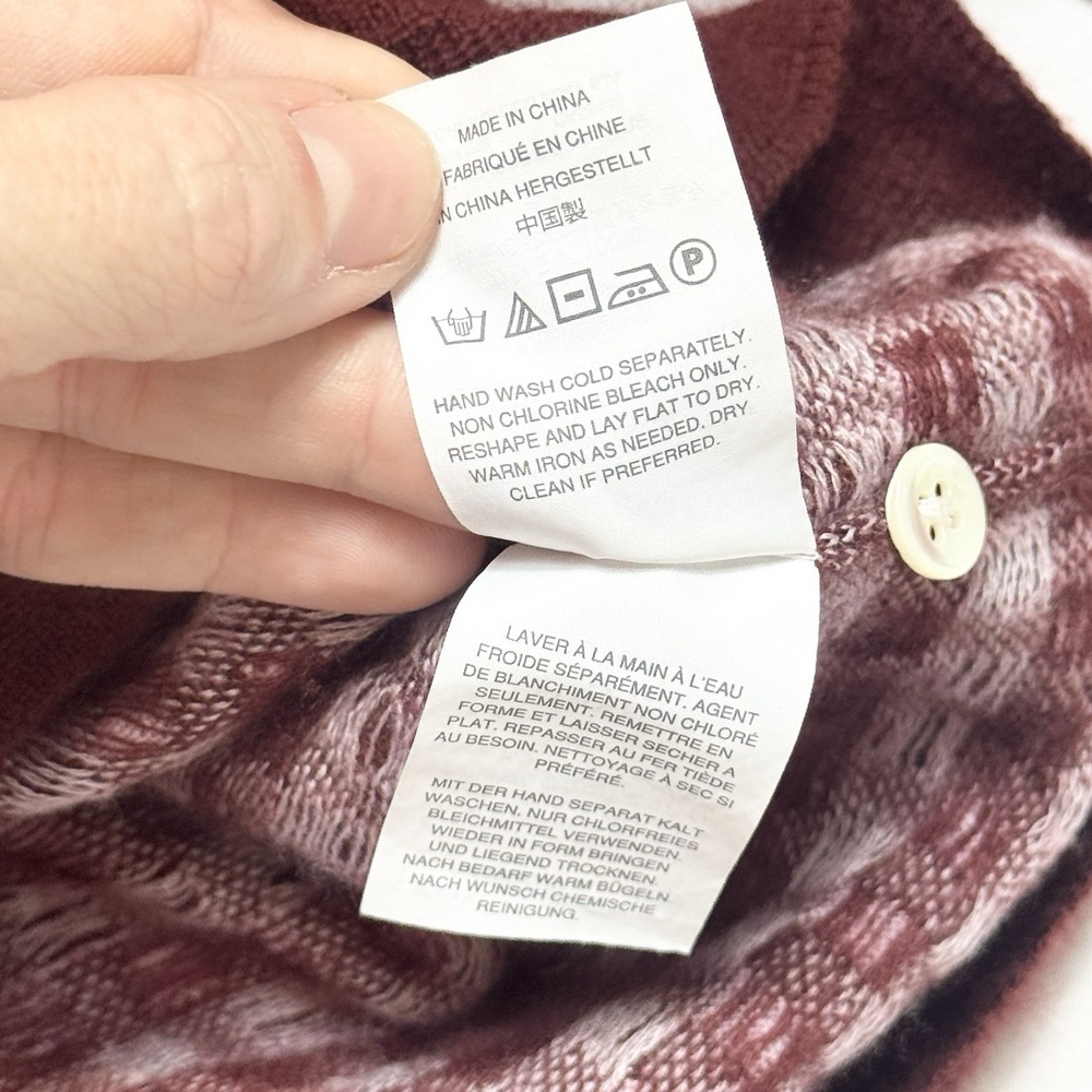 J. Crew Women 100% Italian Cashmere Sweater Cardigan L Featherweight Red Gingham - Picture 13 of 14